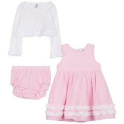Baby Girls 3-pc. Pink Stripe Dress Set