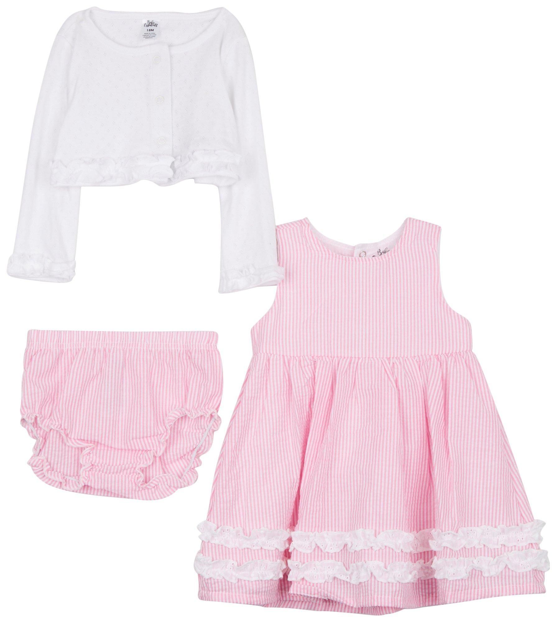 Baby Girls 3-pc. Pink Stripe Dress Set