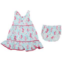 Baby Girls 2-pc. Seahorse Dress Set