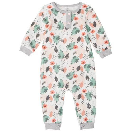 Baby Essentials Baby Girls Watercolor Leaves Bodysuit