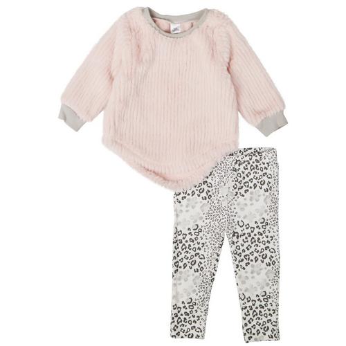 Baby Essentials Baby Girls 2-pc. Cozy Fur Ribbed