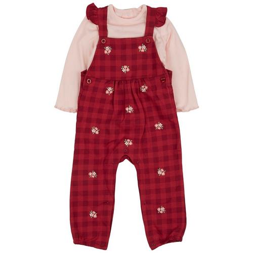 Little Me Baby Girls 2-pc. Plaid Floral Posy