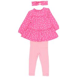 Little Me Baby Girls 3 Pc. Fun Polka Dots Dress Pant Set