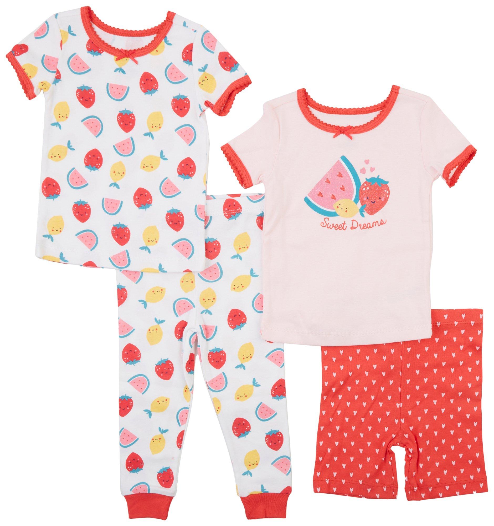 Little Me Baby Girls 4 Pc. Fruits  PJ Set