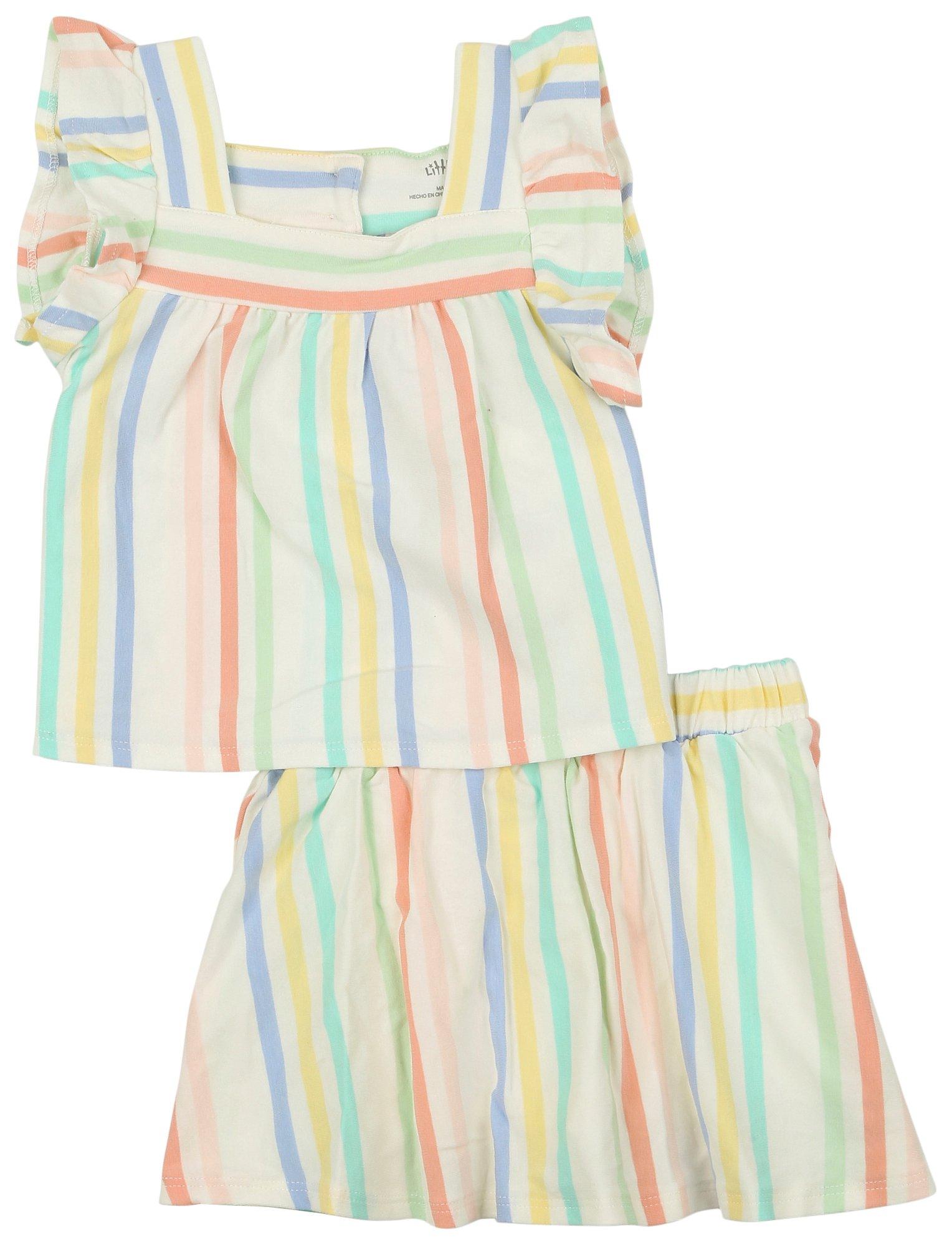 Baby Girls 2 Pc. Stripe Knit Skort Set