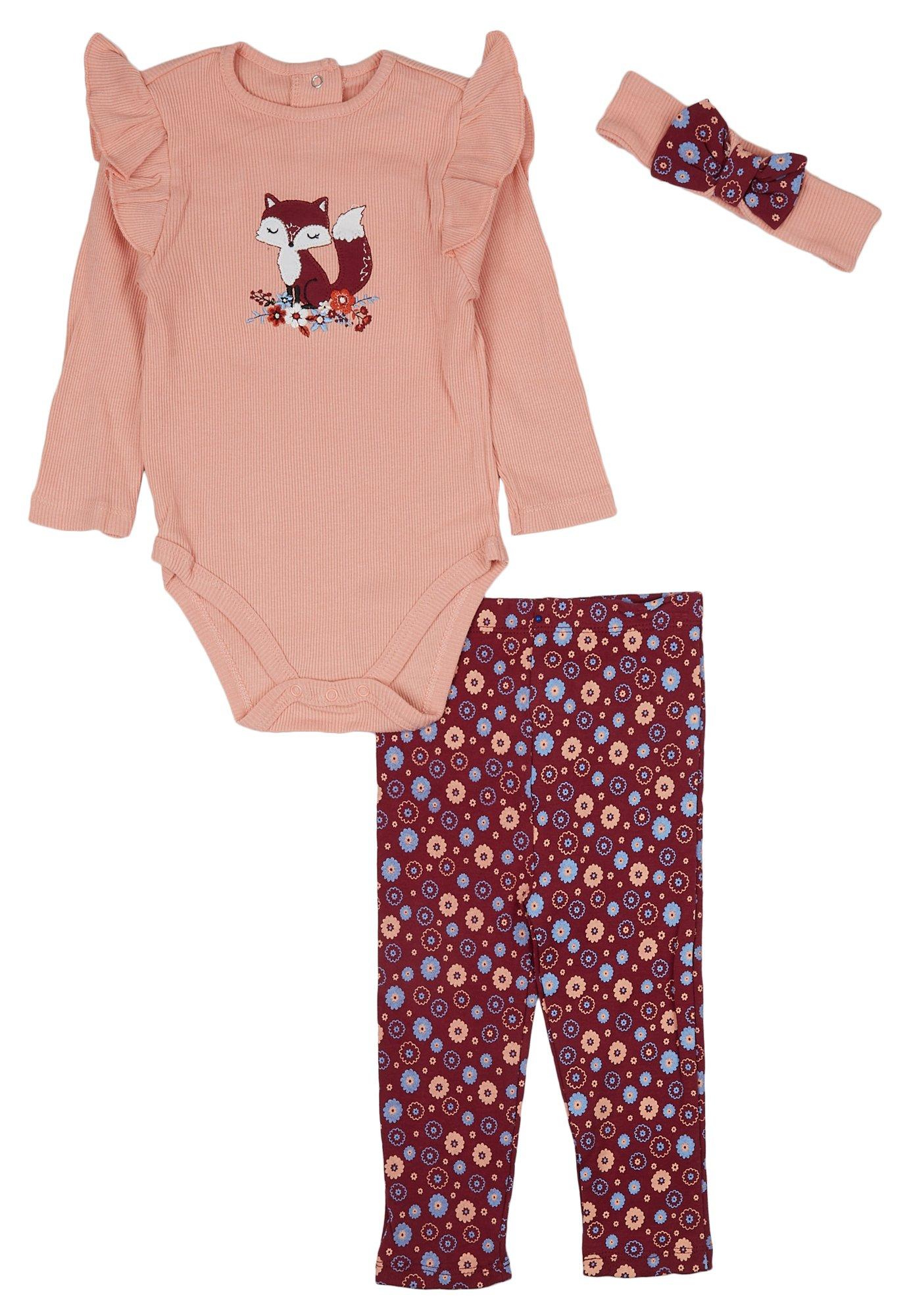 Little Me Baby Girls 3pc. Bodysuit  Pant Set