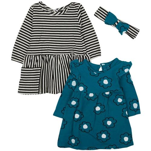 Little Me Baby Girls 3pc. Floral & Stripe