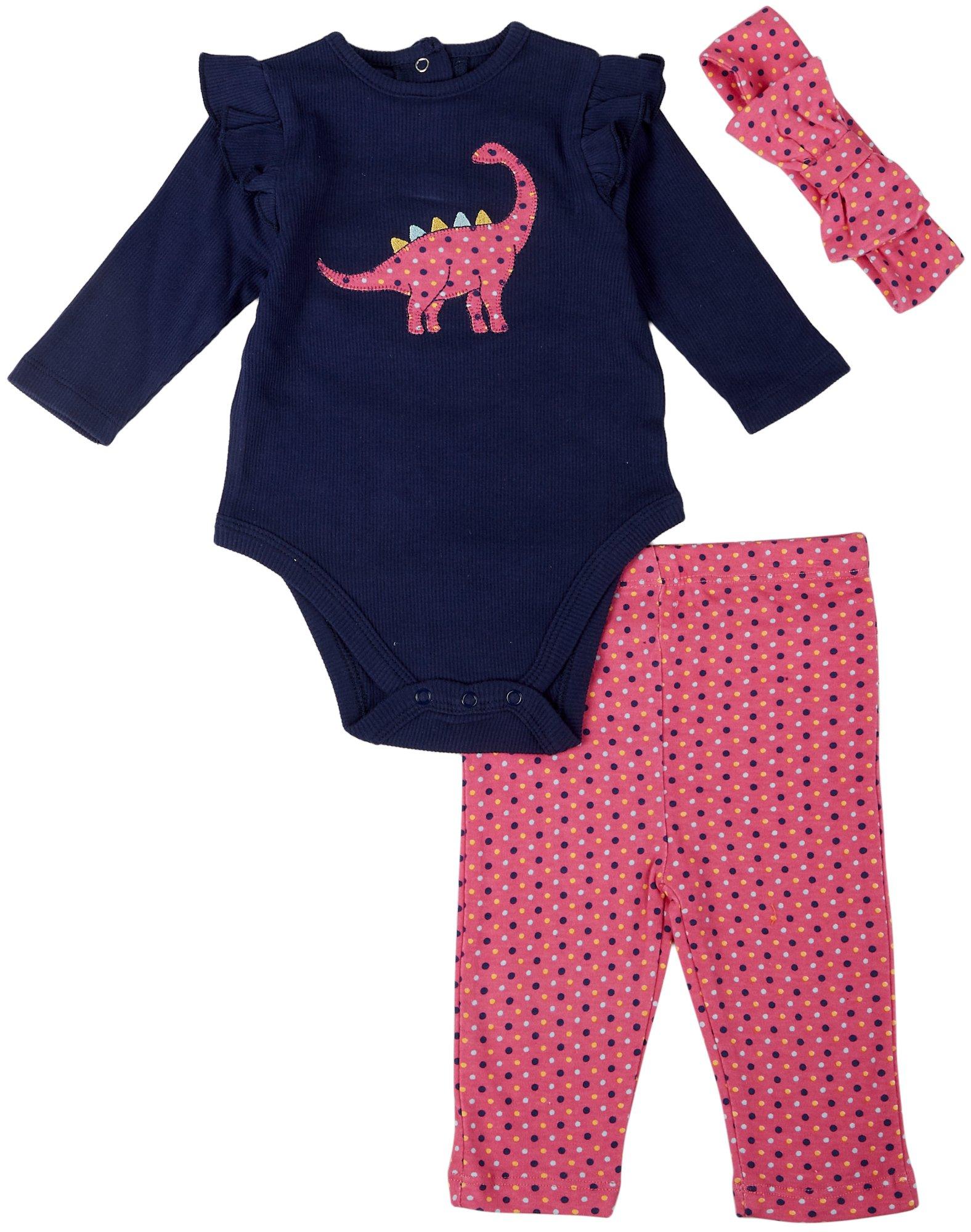 Little Me Baby Girls 3pc. Ruffle  Bodysuit  Pant Set