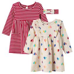 Baby Girls 3-pc. Heart Stripe Dress Set