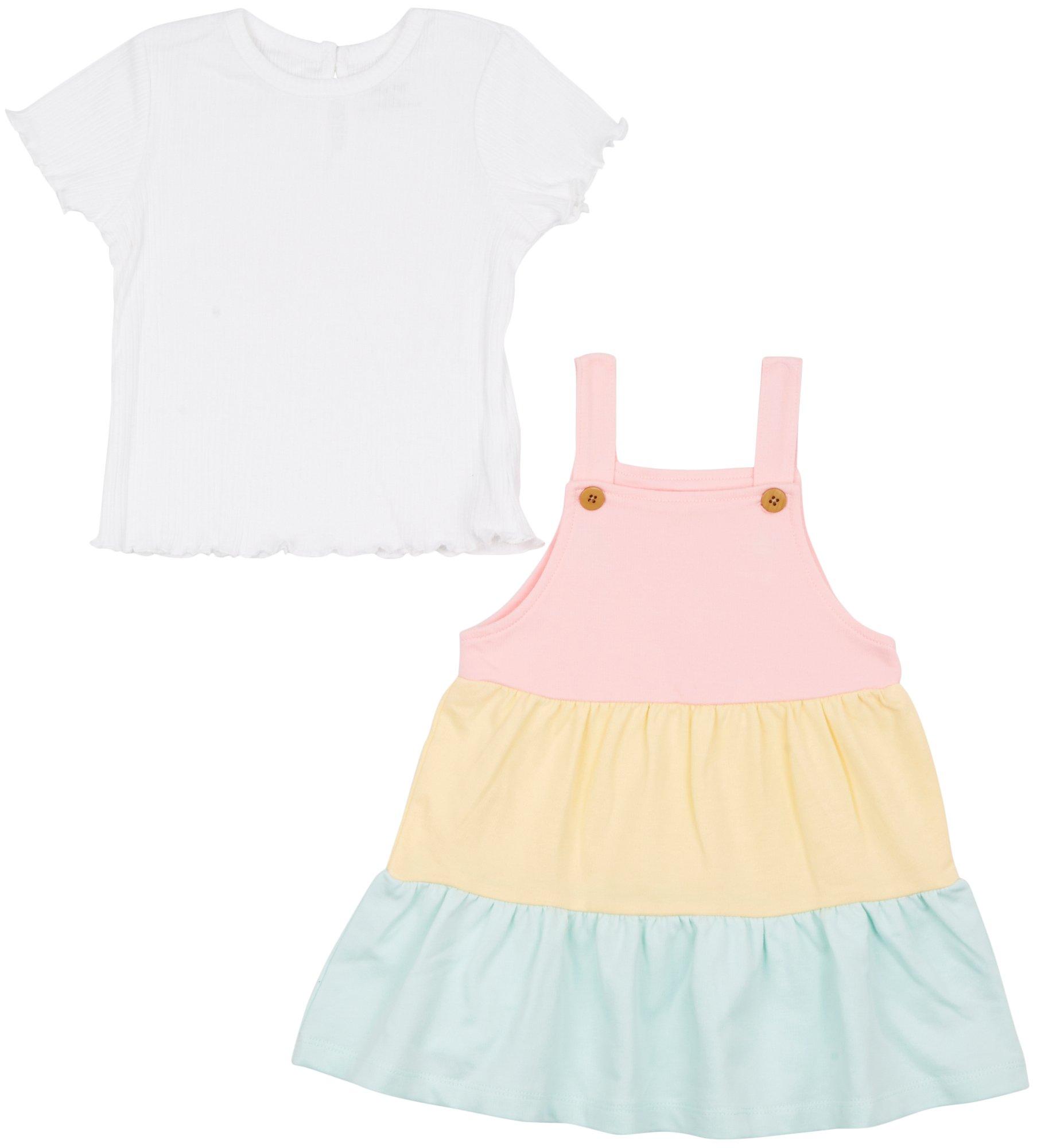 Baby Girls 2 Pc. Colorblock Dress Set