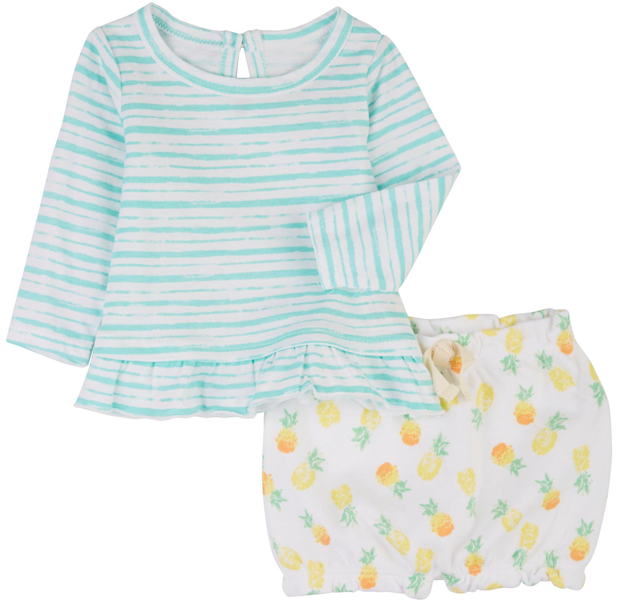 Baby Girls 2-pc. Stripe Pineapple Short Set