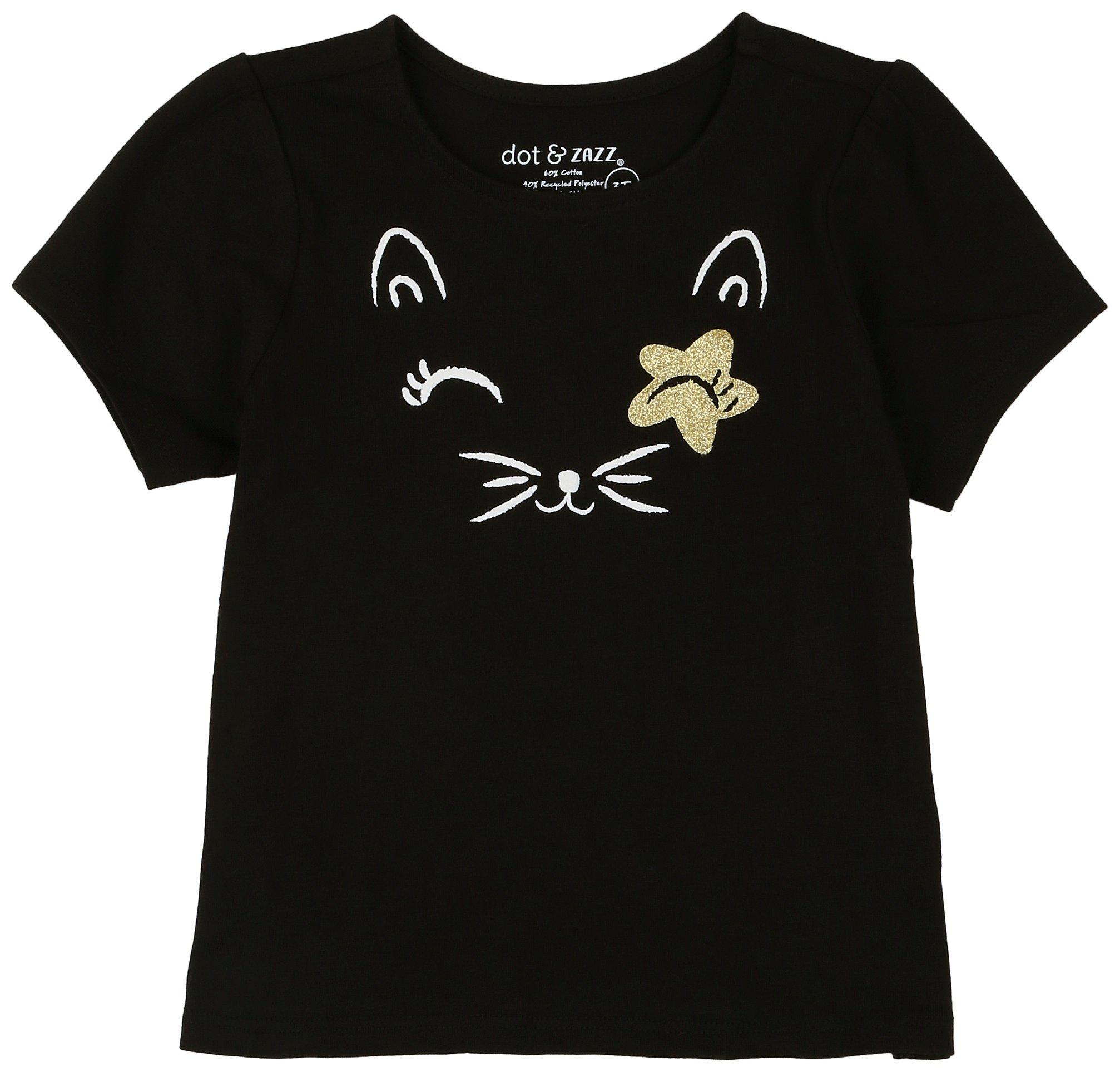 Baby Girls Kitty Face Puff Short Sleeve Top