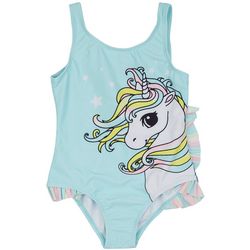 Ingear Baby Girls One Piece Unicorn Ruffle Swimsuit