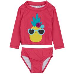 Baby Girls 2-pc. Pineapple Rashguard Swimsuit Set