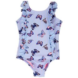 Kensie Girl Baby Girls Butterfly Stripe Ruffle Swimsuit