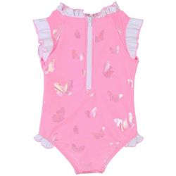 Floatimini Baby Girls One Pc. Foil Butterflies Swimsuit