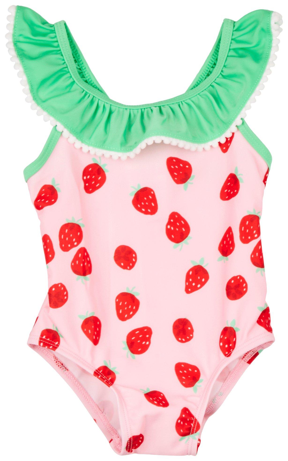 Baby Girls One Pc. Strawberry print Swimsuit