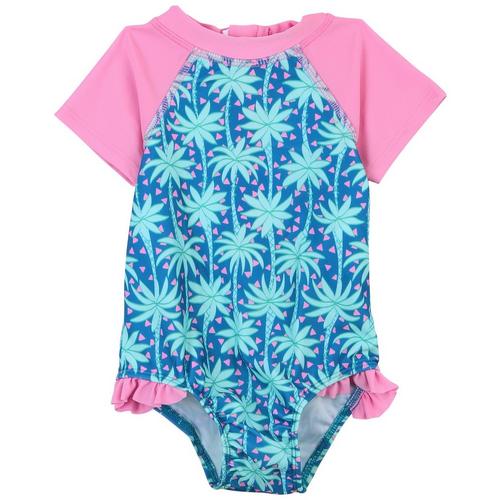 Floatimini Baby Girls One-Piece Palms Print Swimsuit