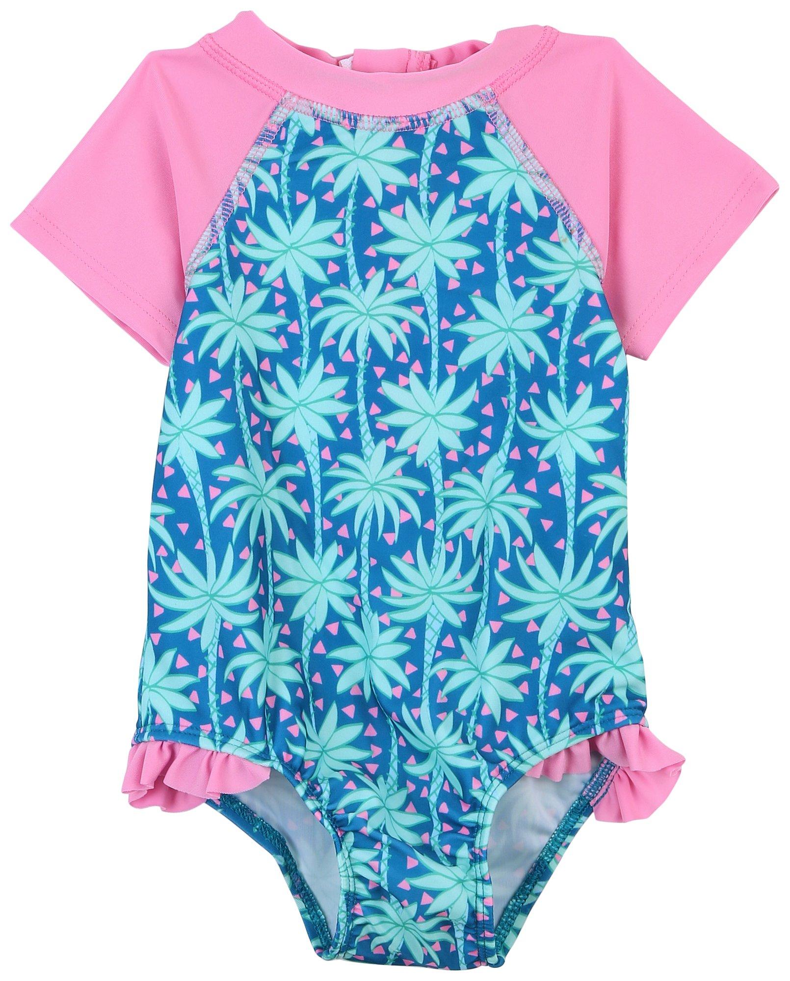 Baby Girls One-Piece Palms Print Swimsuit
