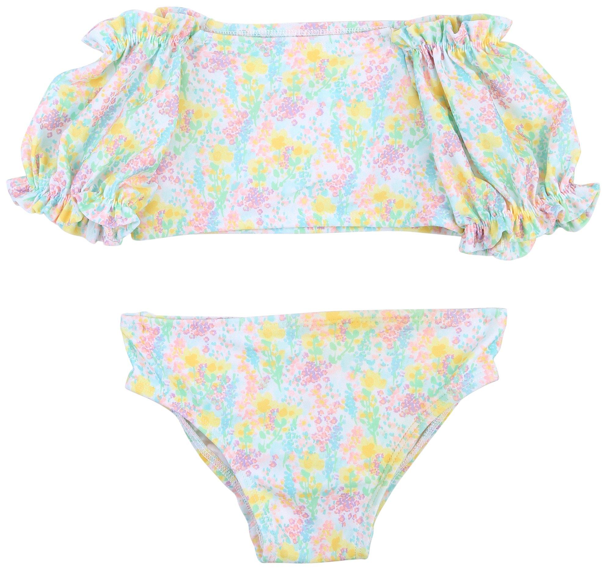 Baby Girls 2 Pc. Floral Swimsuit