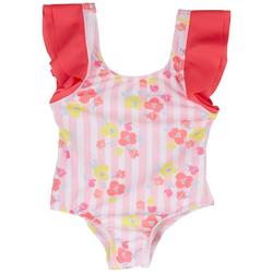 Baby Girls Stripe Hibiscus Swimsuit