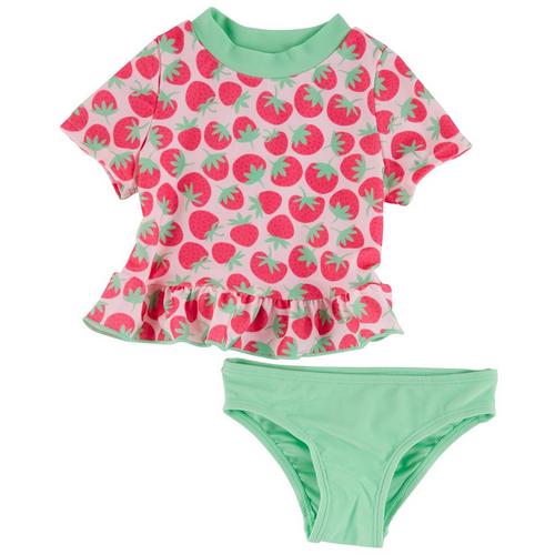 Floatimini Baby Girls 2-pc. Strawberry Rashguard Swimsuit