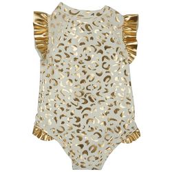 Floatimini Baby Girls Gold Leopard Foil Swimsuit