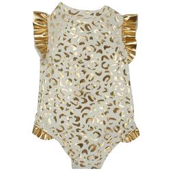 Baby Girls Gold Leopard Foil Swimsuit