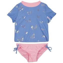 Baby Girls 2-pc. Foil Butterfly Swimsuit Set