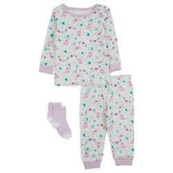 Sleep On It  Baby Girls 3-pc. Butterfly Pajama Set