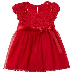 Toddler Girls Sleeveless  Soft Lace Ruffle Xmas Dress