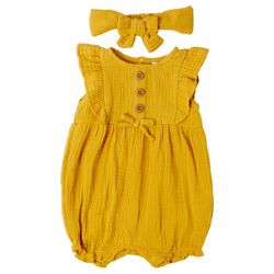 Emily & Oliver Baby Girls 2-pc. Ruffle Button Romper Set