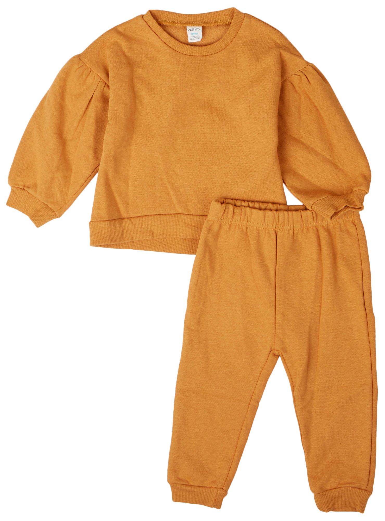 PL Baby Baby Girls 2-pc. Solid Fleece Jogger Set