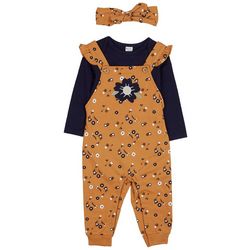 PL Baby Baby Girls 3-pc. Flower Print Overall  Set