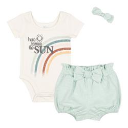Baby Girls 3-pc. Here Comes The Sun Diaper Cover Set