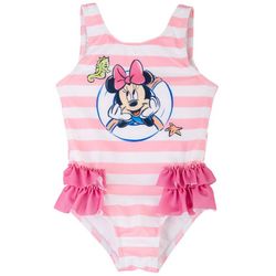 Disney Minnie Mouse Baby Girls Striped Ruffle Swimsuit