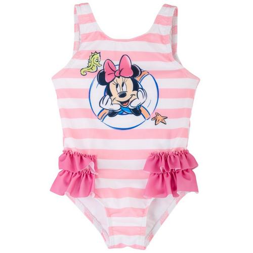 Disney Minnie Mouse Baby Girls Striped Ruffle Swimsuit