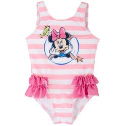 Minnie Mouse Baby Girls Striped Ruffle Swimsuit