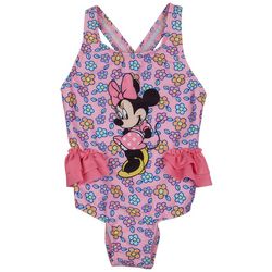 Minnie Mouse Baby Girls Floral Ruffle One Piece Swimsuit