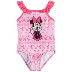 Disney Minnie Mouse Baby Girls Floral Heart Ruffle Swimsuit