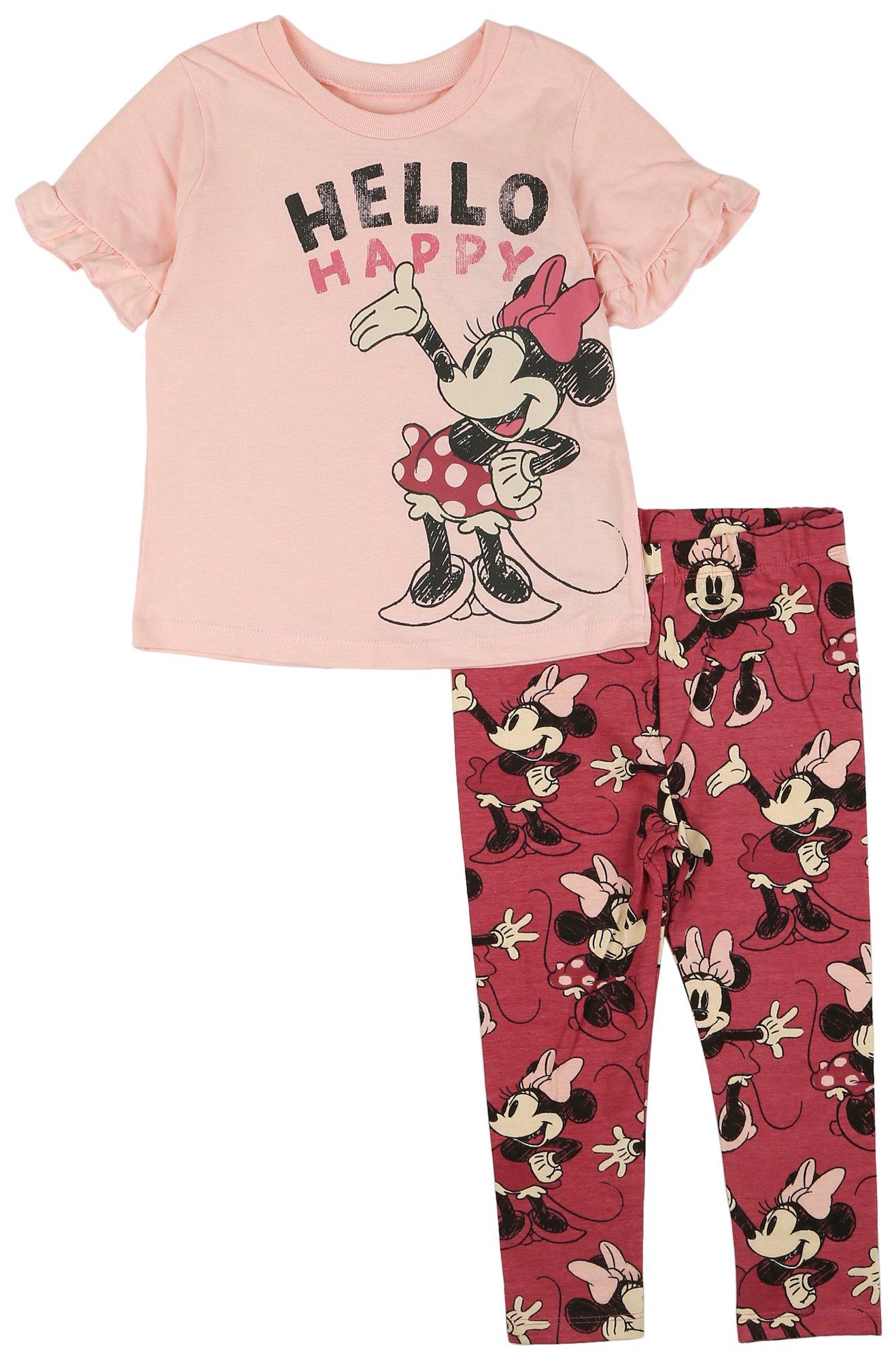 Baby Girls 2 Pc. Minnie Mouse Ruffle Sleeve Leggings Set