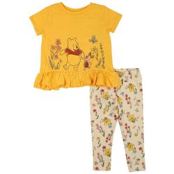 Baby Girls 2 Pc. Winnie The Pooh Ruffle Hem Leggings Set