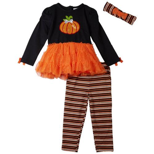 Baby Girls 3-pc. Pumpkin Tutu Dress & Legging
