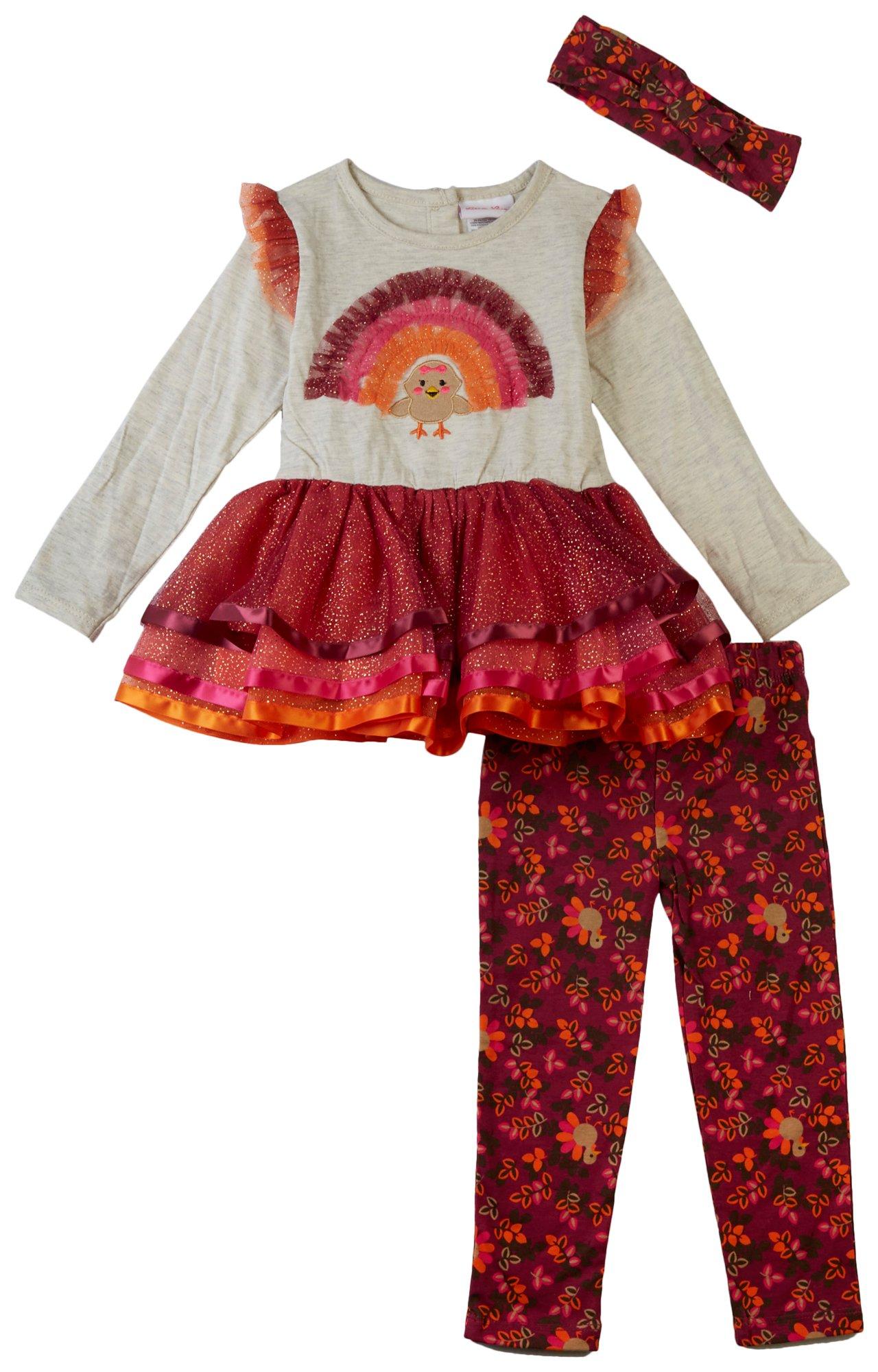 Baby Girls 3-pc. Turkey Tutu Dress & Legging Set