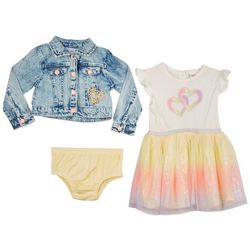 Little Lass Baby Girls 3-pc. Tutu Dress Denim Jacket Set
