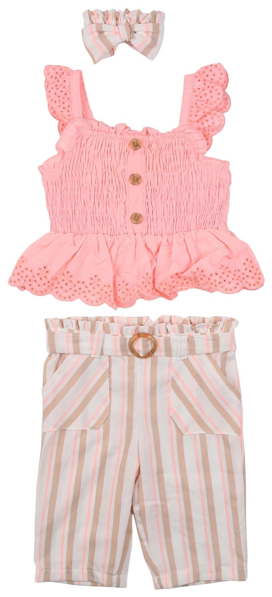 Little Lass Baby Girls 2-Pc. Culotte Smocked Top Set