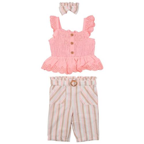 Little Lass Baby Girls 2-Pc. Culotte Smocked Top