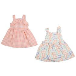 Little Lass Baby Girls 2 Pc. Gingham & Floral  Dress Set