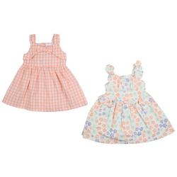 Baby Girls 2 Pc. Gingham & Floral  Dress Set