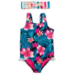 Baby Girls Hibiscus Print Swimsuit